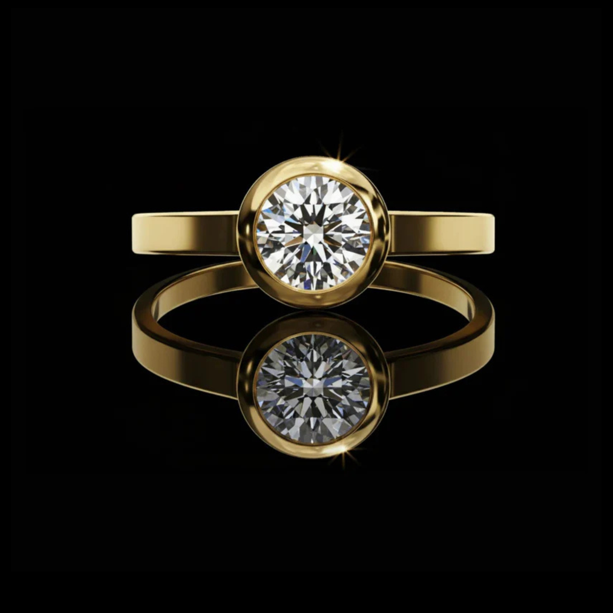 round cut bezel setting lab diamond solitaire wedding ring