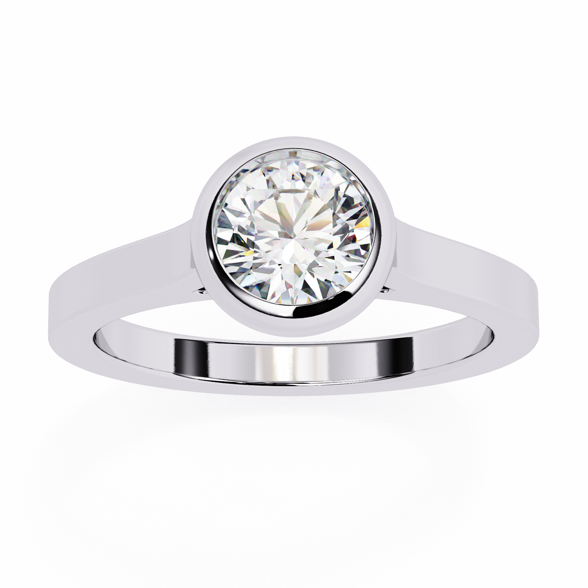 round cut bezel setting lab diamond solitaire wedding ring - view 5