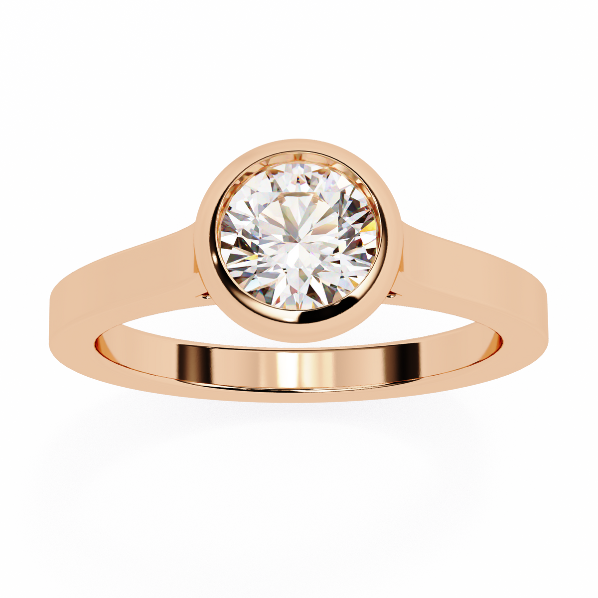round cut bezel setting lab diamond solitaire wedding ring - view 7