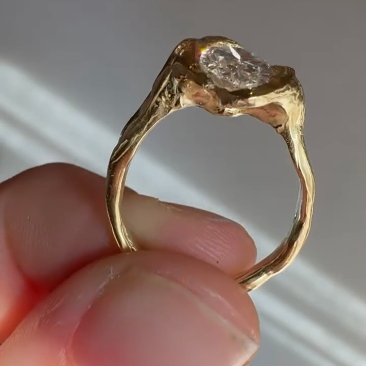 oval cut lab diamond bezel set unique style solitaire ring - view 3