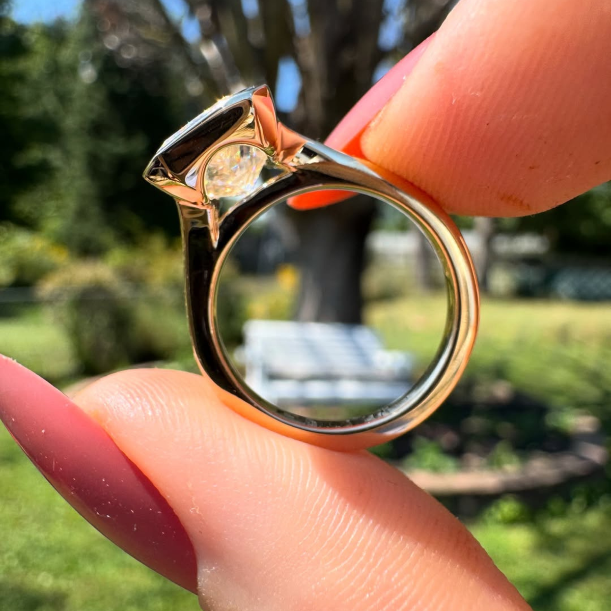 Radiant Cut Lab Diamond Bezel Solitaire Ring - View 4