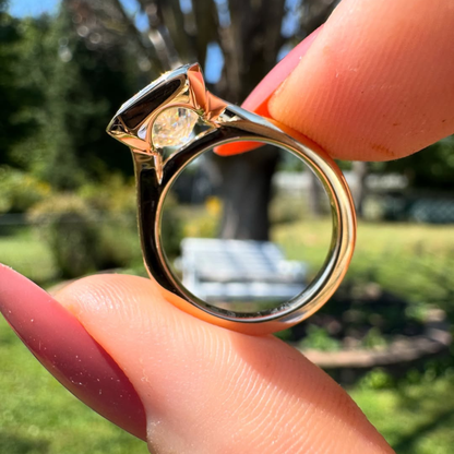 Radiant Cut Lab Diamond Bezel Solitaire Ring - View 4