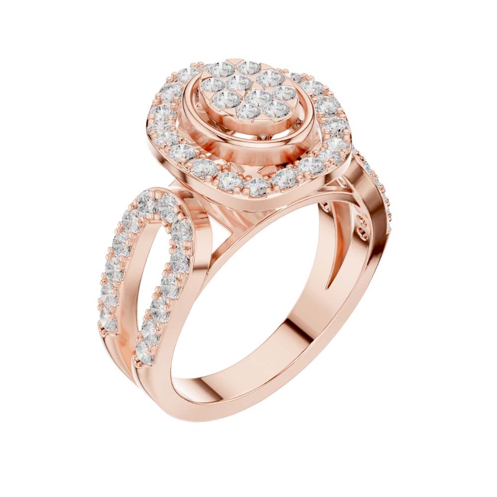 Cluster Round Cut Lab Diamond Split Shank Engagement Ring - View 5