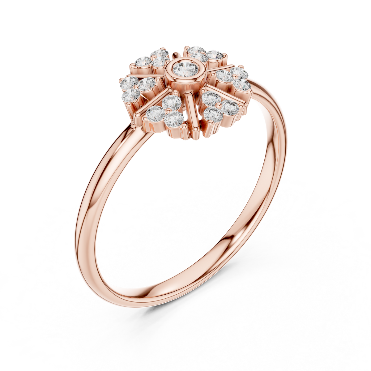 Lab Round Diamond Nature Inspired Statement Ring - View 3