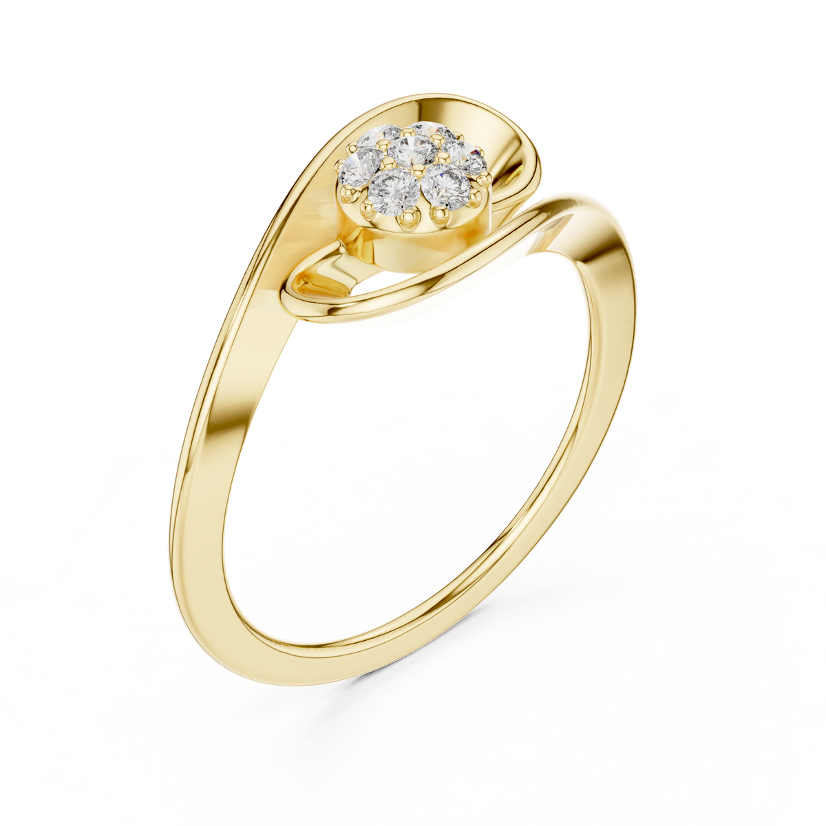 round lab diamond cluster abstract swirl statement ring - view 2