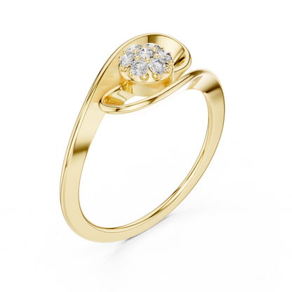 Round Lab Diamond Cluster Abstract Swirl Statement Ring - View 2