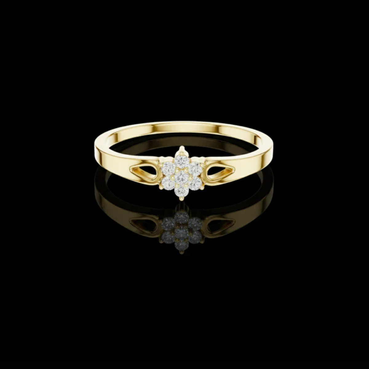 round cut lab diamond cluster ring open shoulder ring