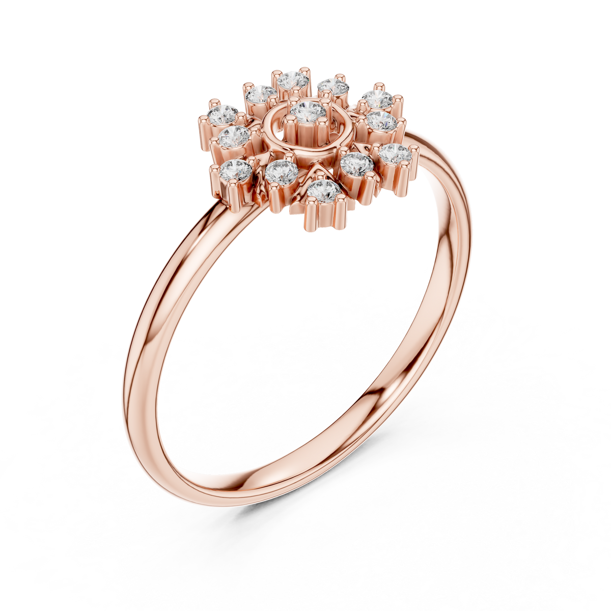 Round Lab Diamond Nature Inspired Cluster Ring - View 3