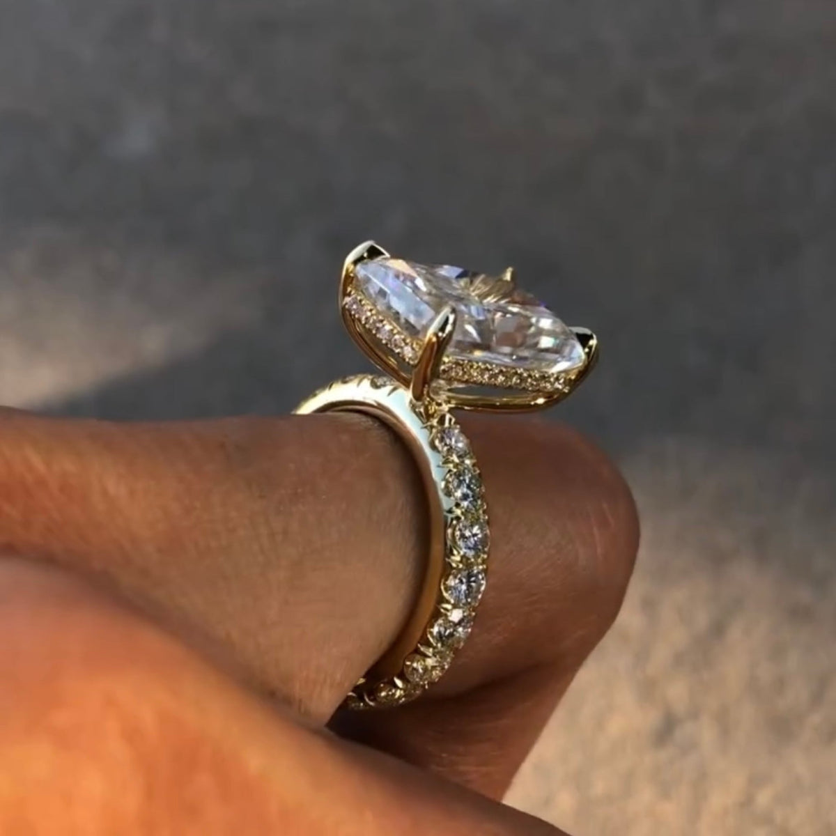 Radiant Cut Solitaire Lab Diamond Engagement Ring - View 2