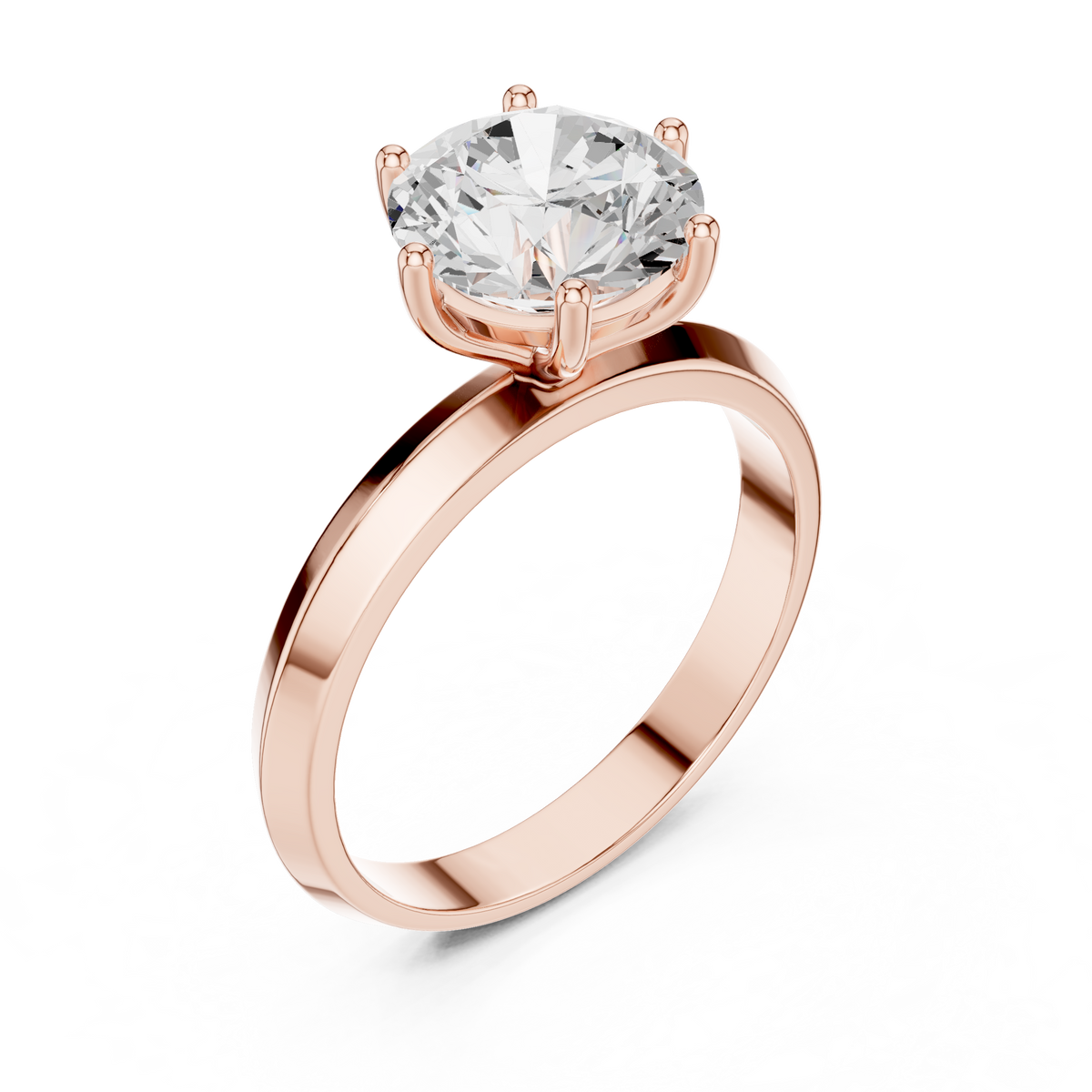 Round Cut Lab Diamond Solitaire Engagement Ring - View 5