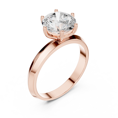 Round Cut Lab Diamond Solitaire Engagement Ring - View 5