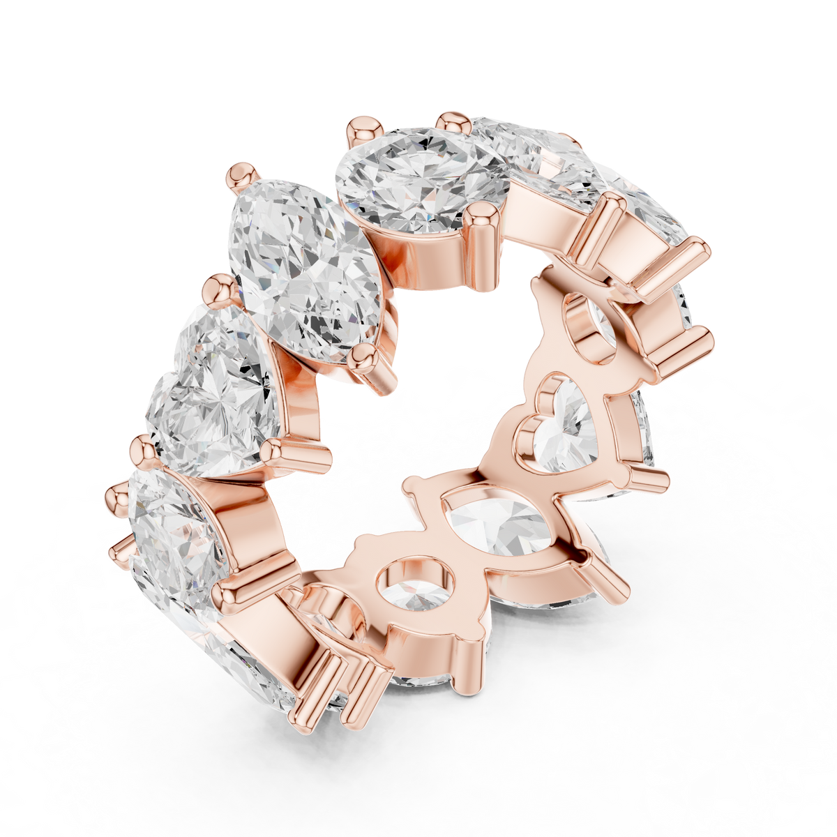 Multi Shape Lab Diamond Pave Setting Wedding Band - View 5
