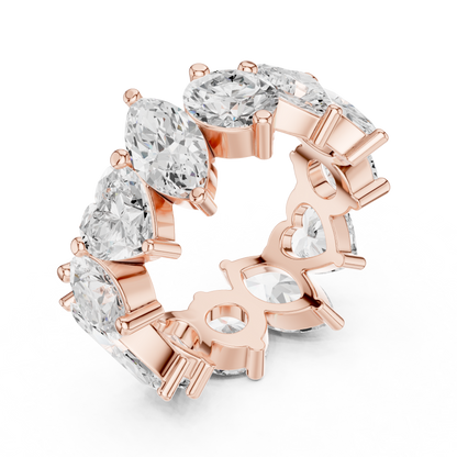 Multi Shape Lab Diamond Pave Setting Wedding Band - View 5