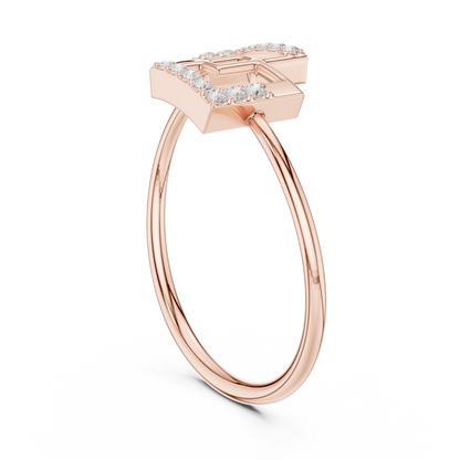 Stunning Round Cut Moissanite Diamond Edged Interlocking Square Ring - View 6