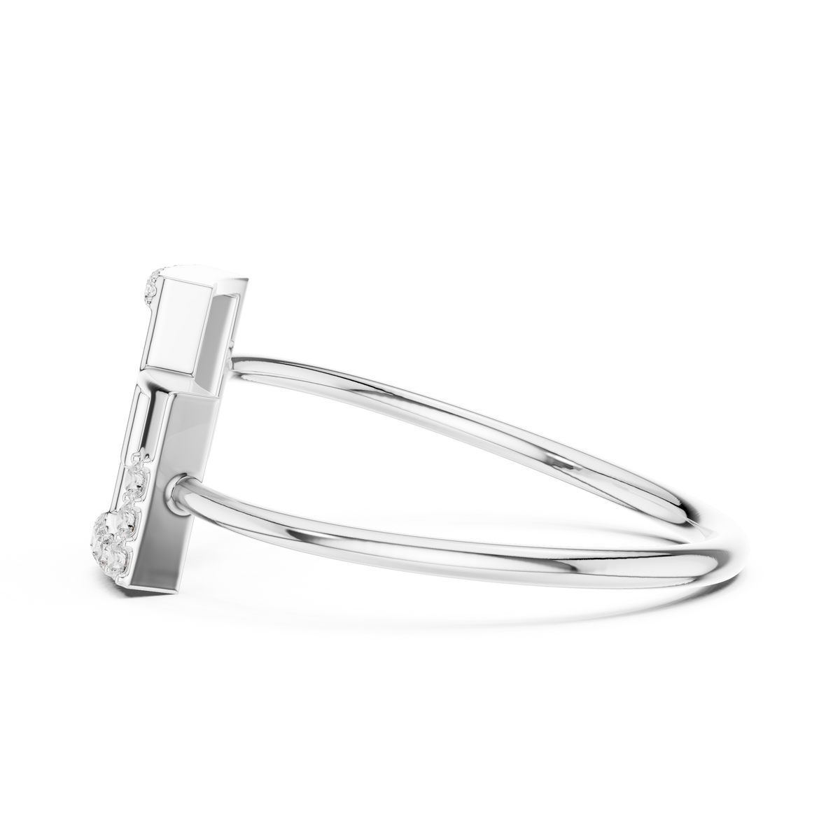 Stunning Round Cut Moissanite Diamond Edged Interlocking Square Ring - View 10