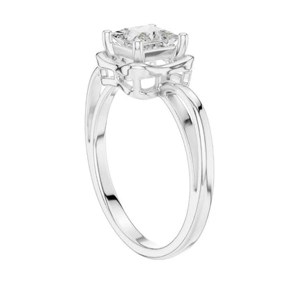 Princess Cut Lab Diamond Solitaire Ring Split Shoulder Setting - View 12