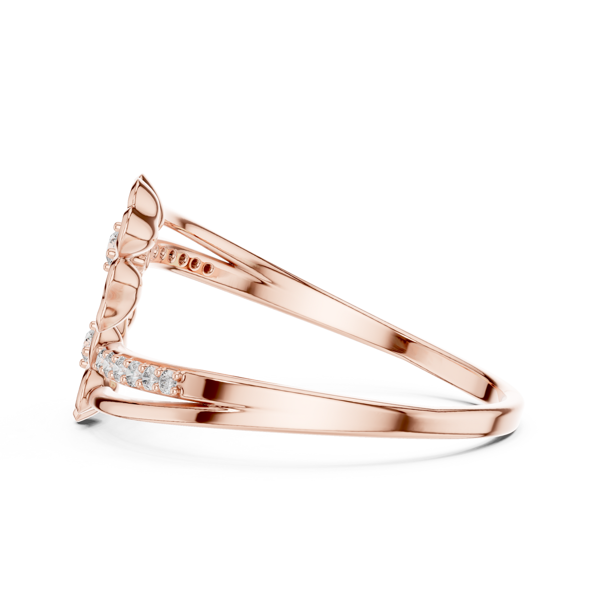 Dual Flower Bypass Split Pave Shank Lab Ring - View 9