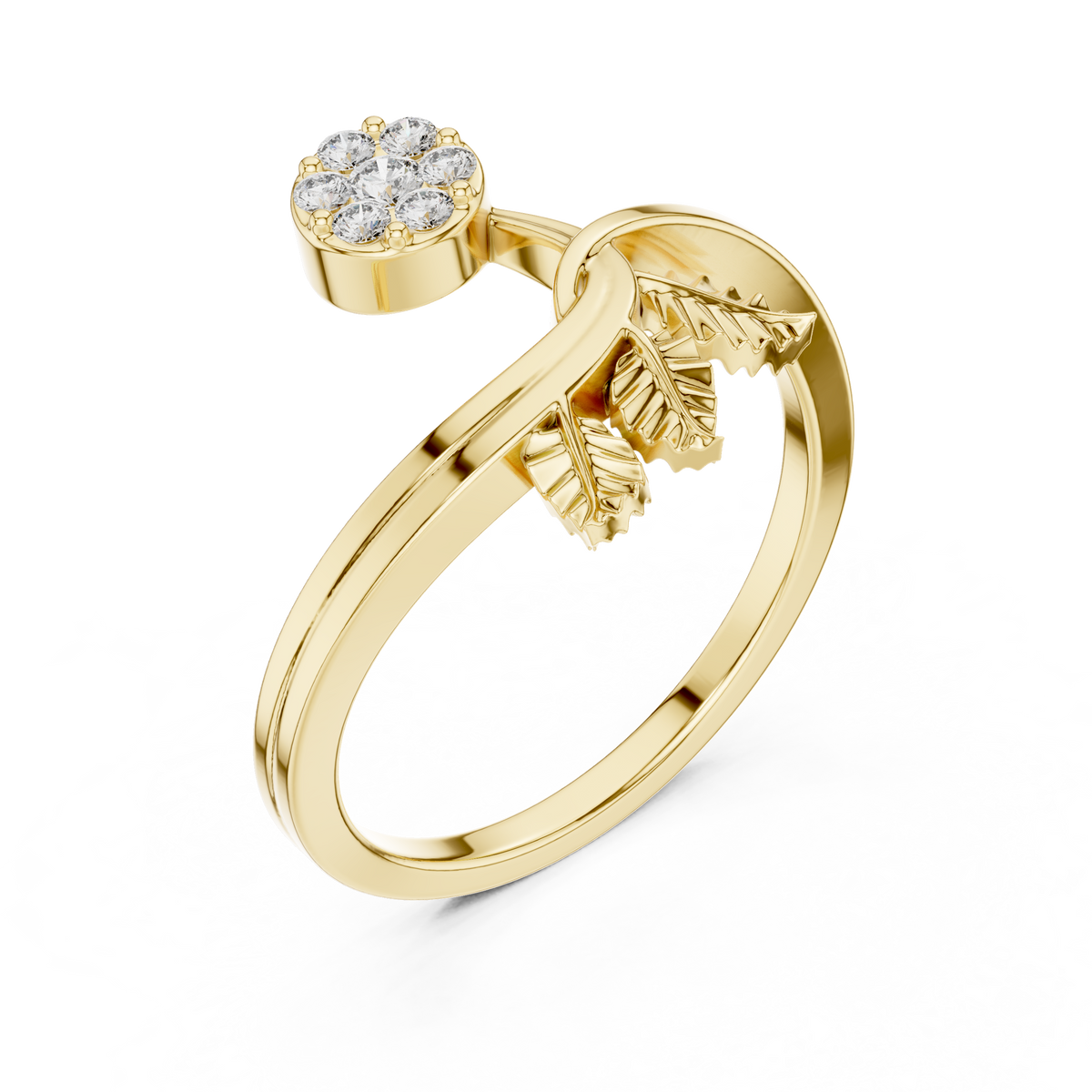 nature inspired moissanite diamond leaf delicate ring - view 2