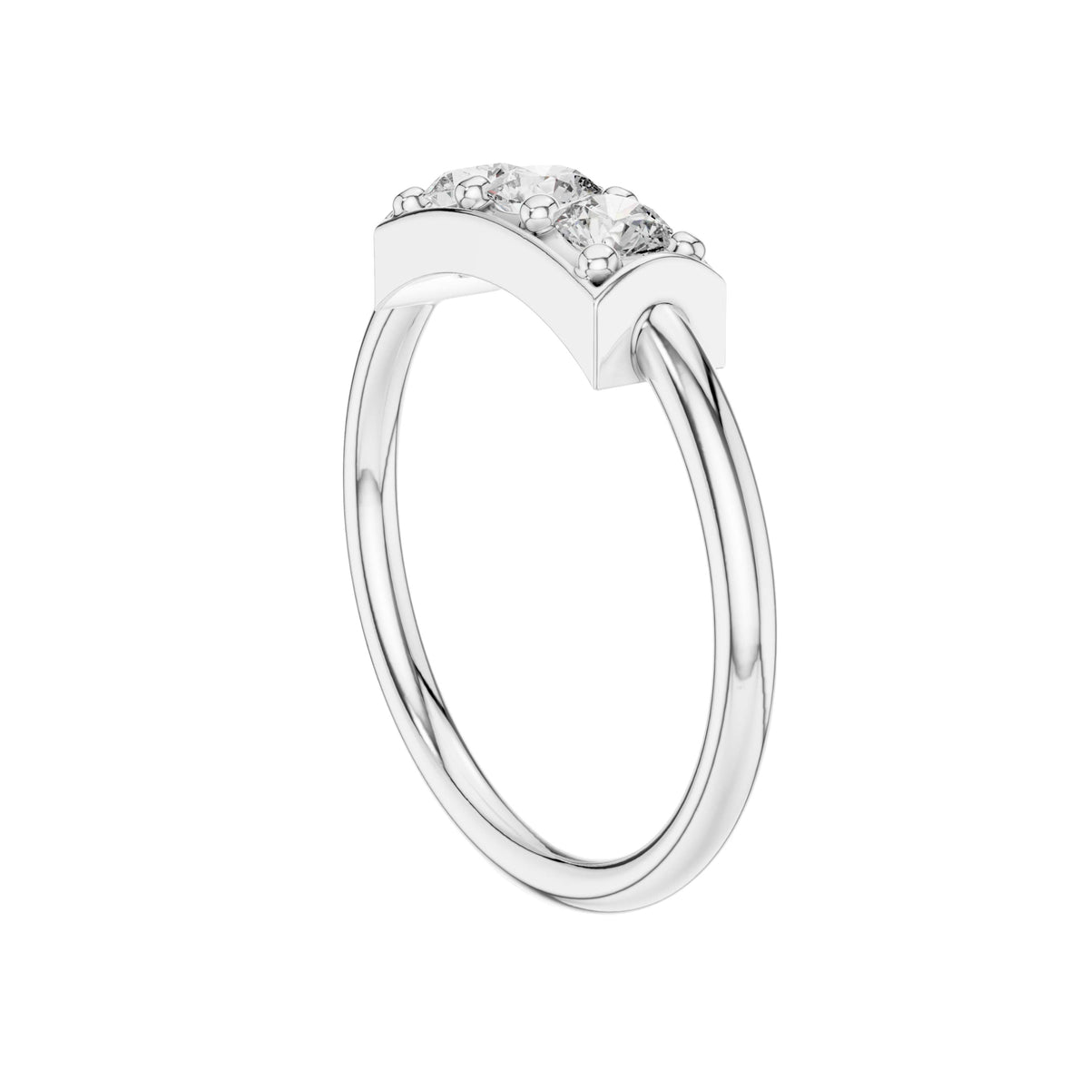 Round Three Stone Lab Diamond Minimalist Ring - View 12