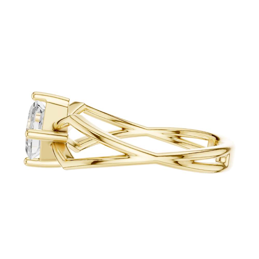 Asscher Cut Moissanite Diamond Solitaire Ring Open Split Shank - View 7