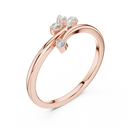Moissanite Diamond Leaf Branch Open Bypass Ring - View 5