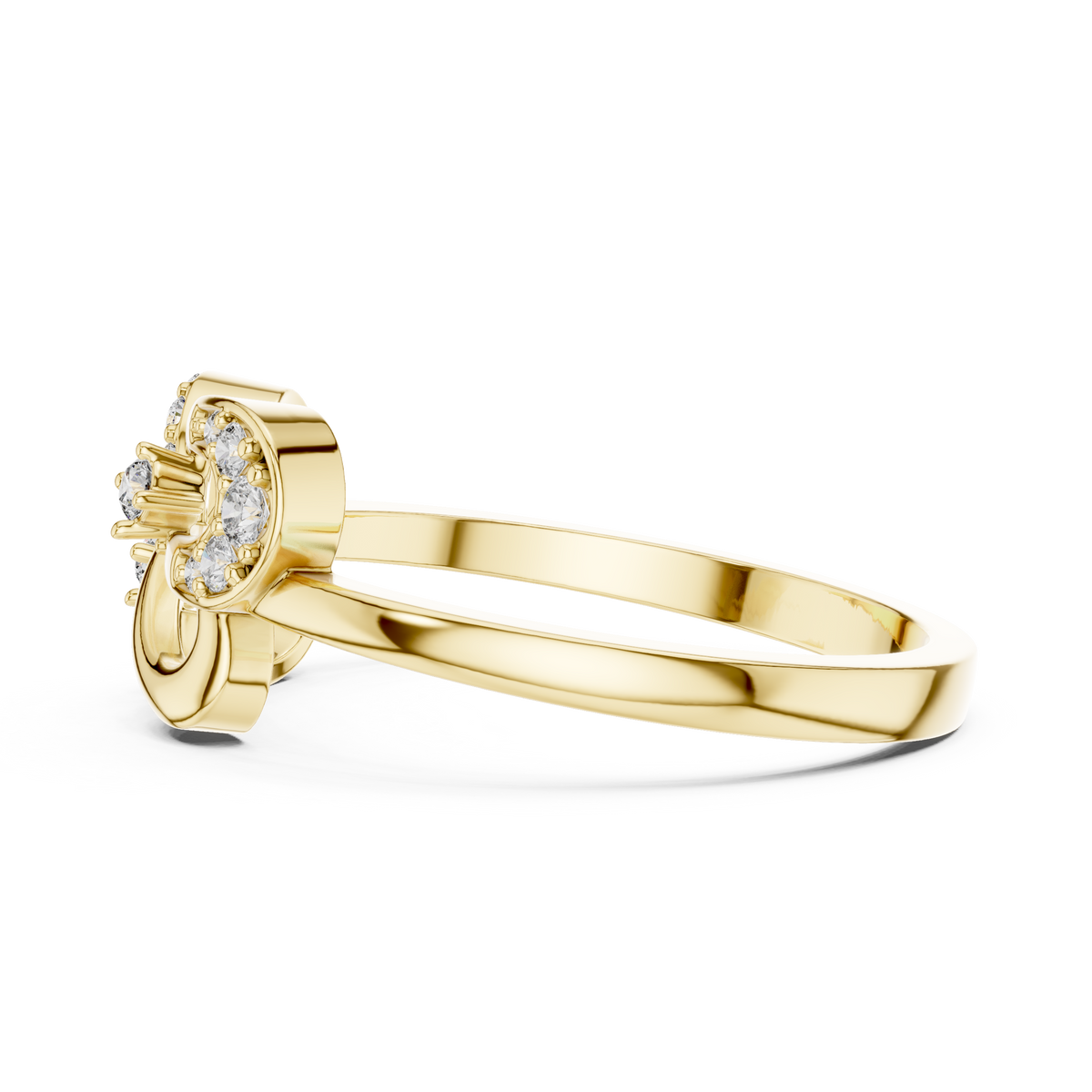 infinity round cut lab diamond openwork pave gold statement ring - view 4