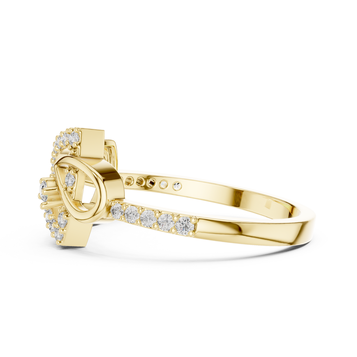 open trillion shape pave lab diamond wedding ring - view 4