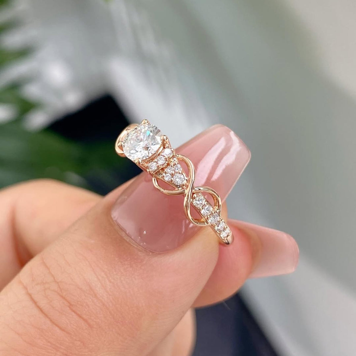 round lab diamond infinity cluster engagement ring - view 4
