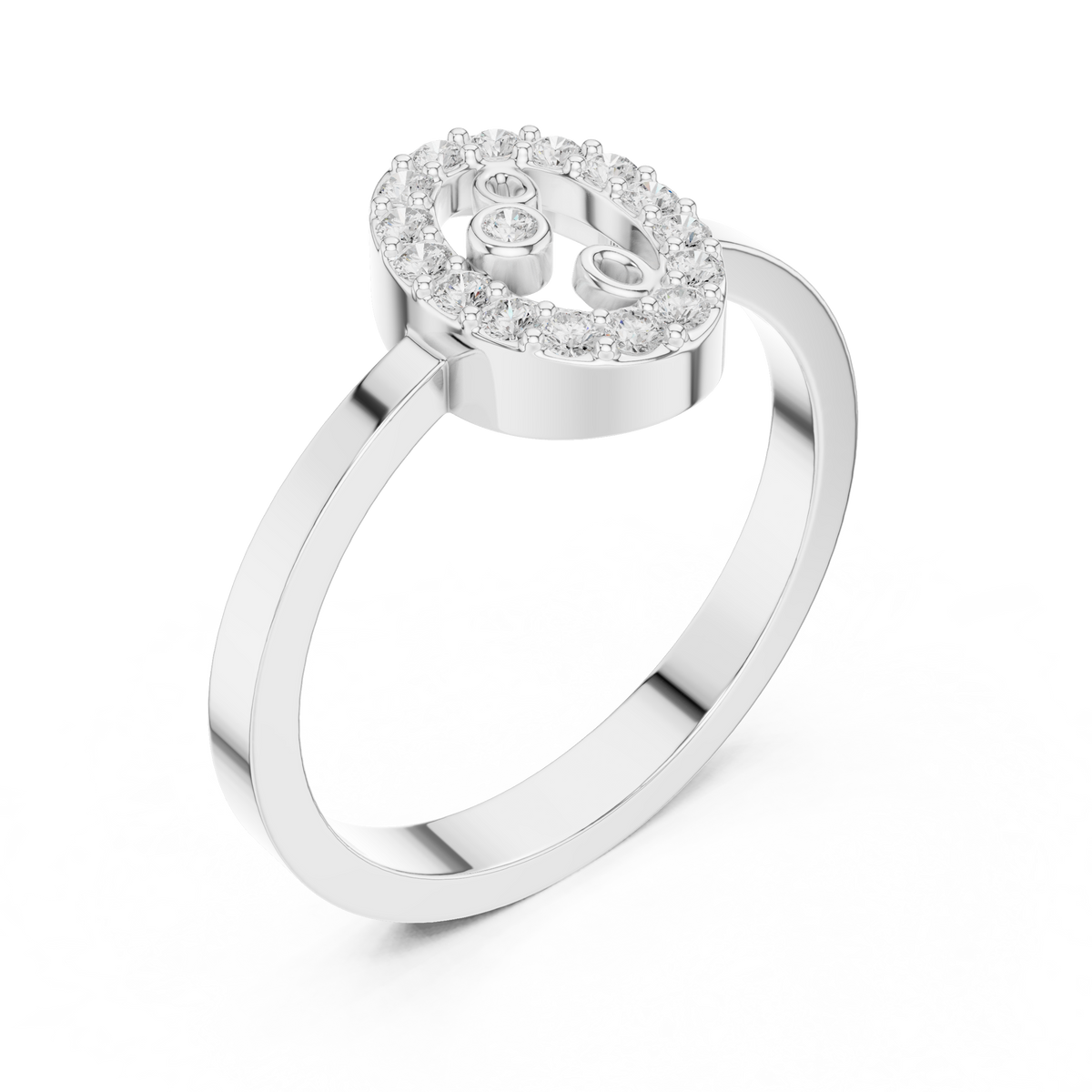 open oval shape halo round lab diamond statement ring - view 5