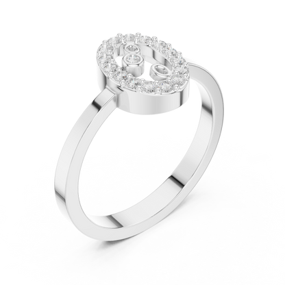 Open Oval Shape Halo Round Lab Diamond Statement Ring - View 5