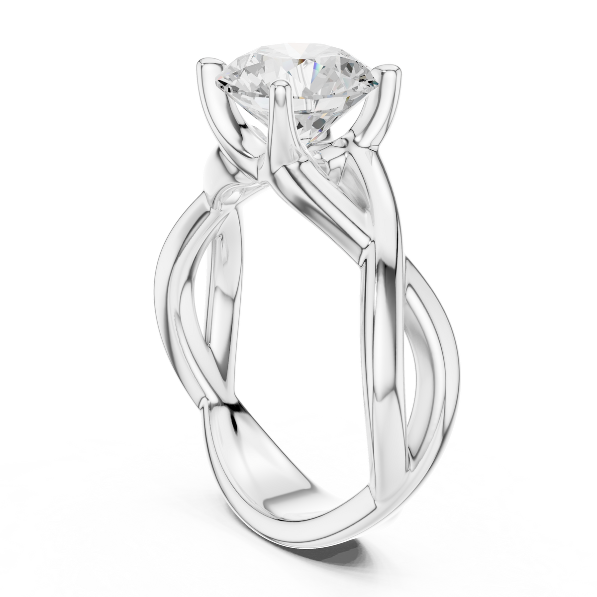 Round Cut Lab Diamond Infinity Twist Ring - View 4