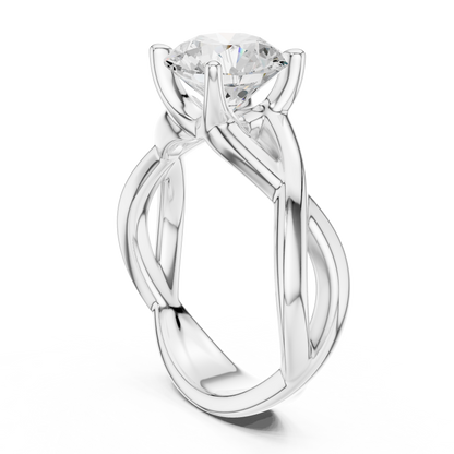 Round Cut Lab Diamond Infinity Twist Ring - View 4