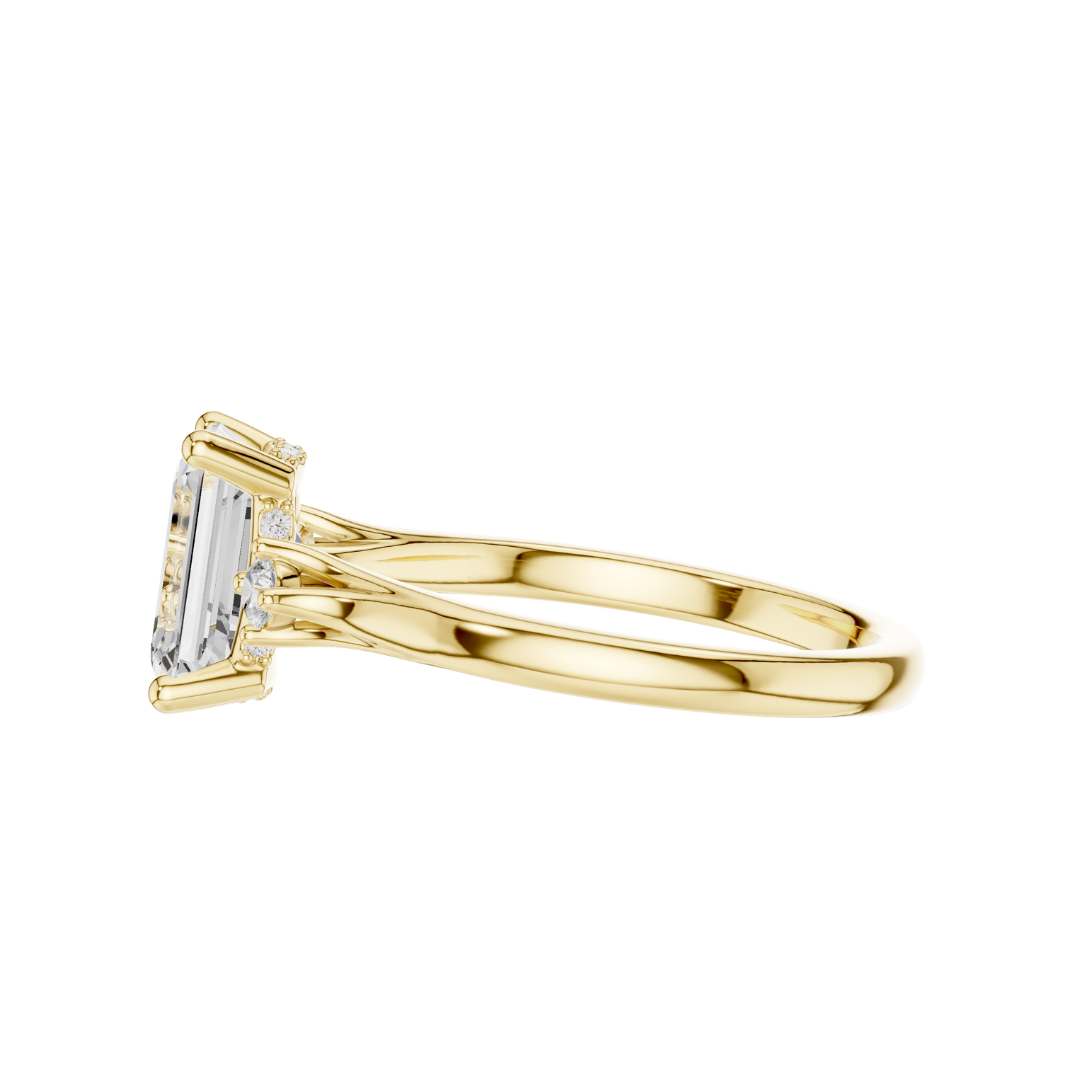 three stone emerald cut lab diamond engagement ring - view 7