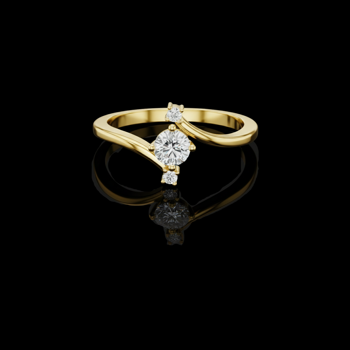 round contemporary lab diamond bypass ring