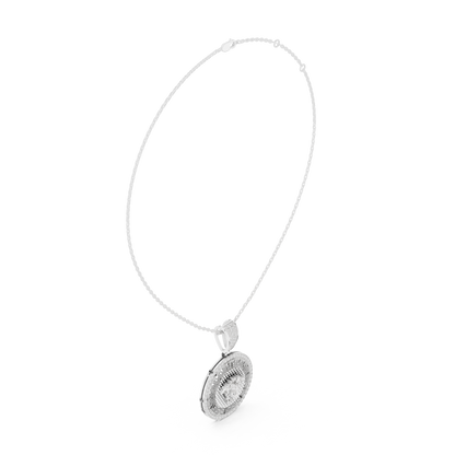 Greek Key Pattern Statement Charm Featuring Round Moissanite Diamond - View 12