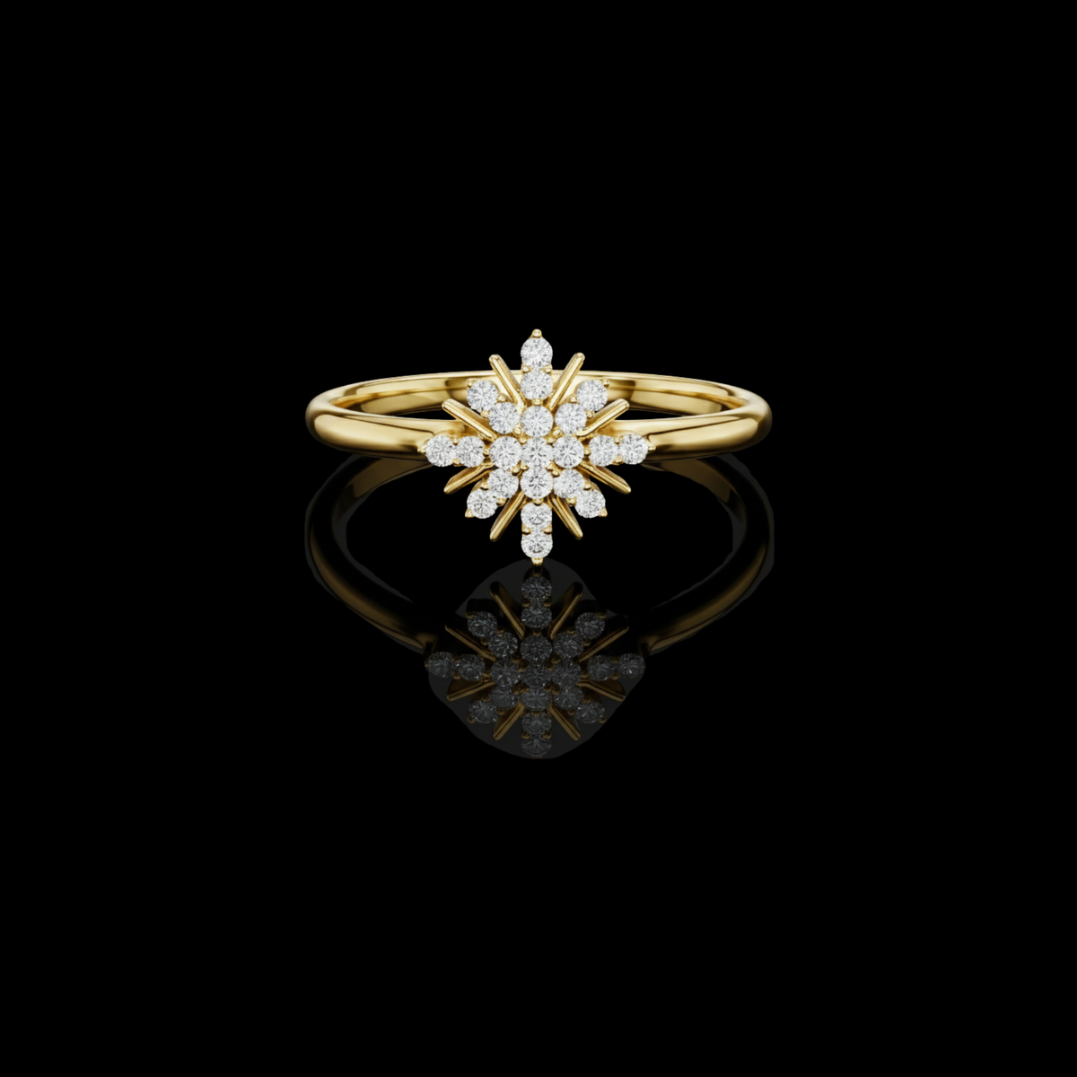 Round Lab Diamond Starburst Cluster Statement Ring