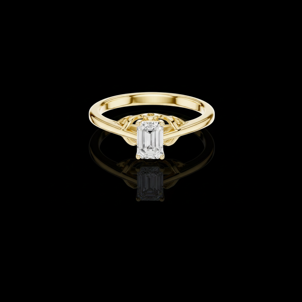 Emerald Cut Lab Diamond Solitaire Basket Ring