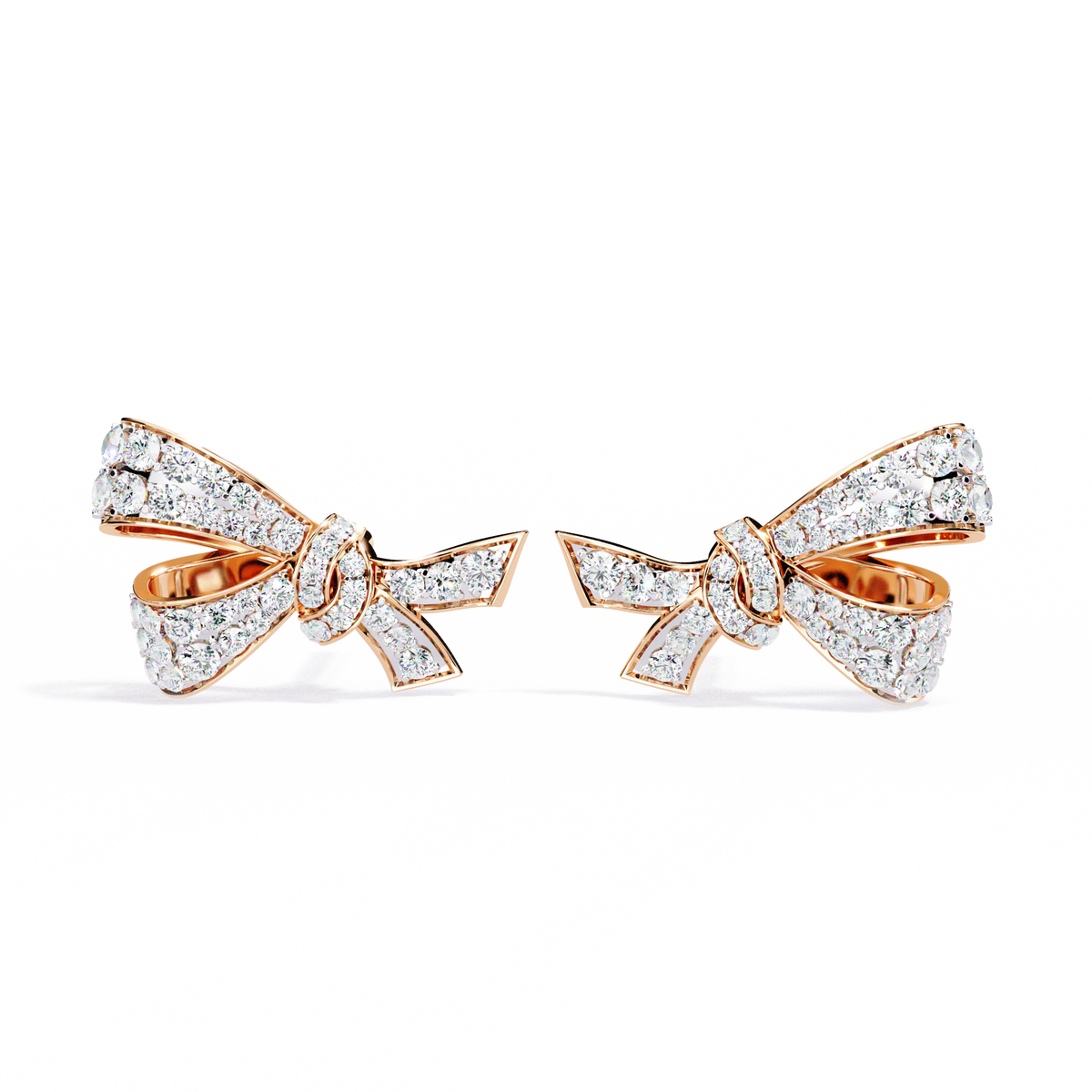Exquisite Round Moissanite Radiant Ribbon Diamond Bow Stud with Sparkling Glamour Earring - View 2