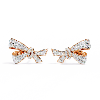 Exquisite Round Moissanite Radiant Ribbon Diamond Bow Stud with Sparkling Glamour Earring - View 2