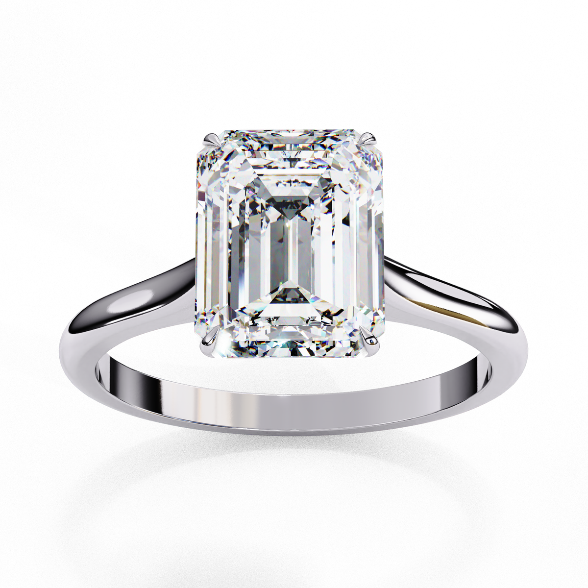 classic emerald cut lab diamond solitaire ring with four prong - view 10
