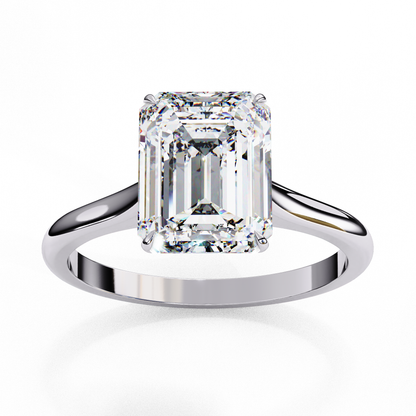 Classic Emerald Cut Lab Diamond Solitaire Ring With Four Prong - View 10