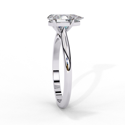 Pear Cut Lab Diamond Solitaire Wedding Ring - View 4