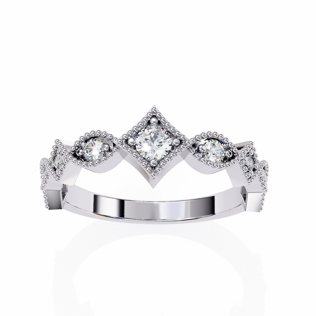 princess cut chevron lab diamond stackable wedding band ring - view 4