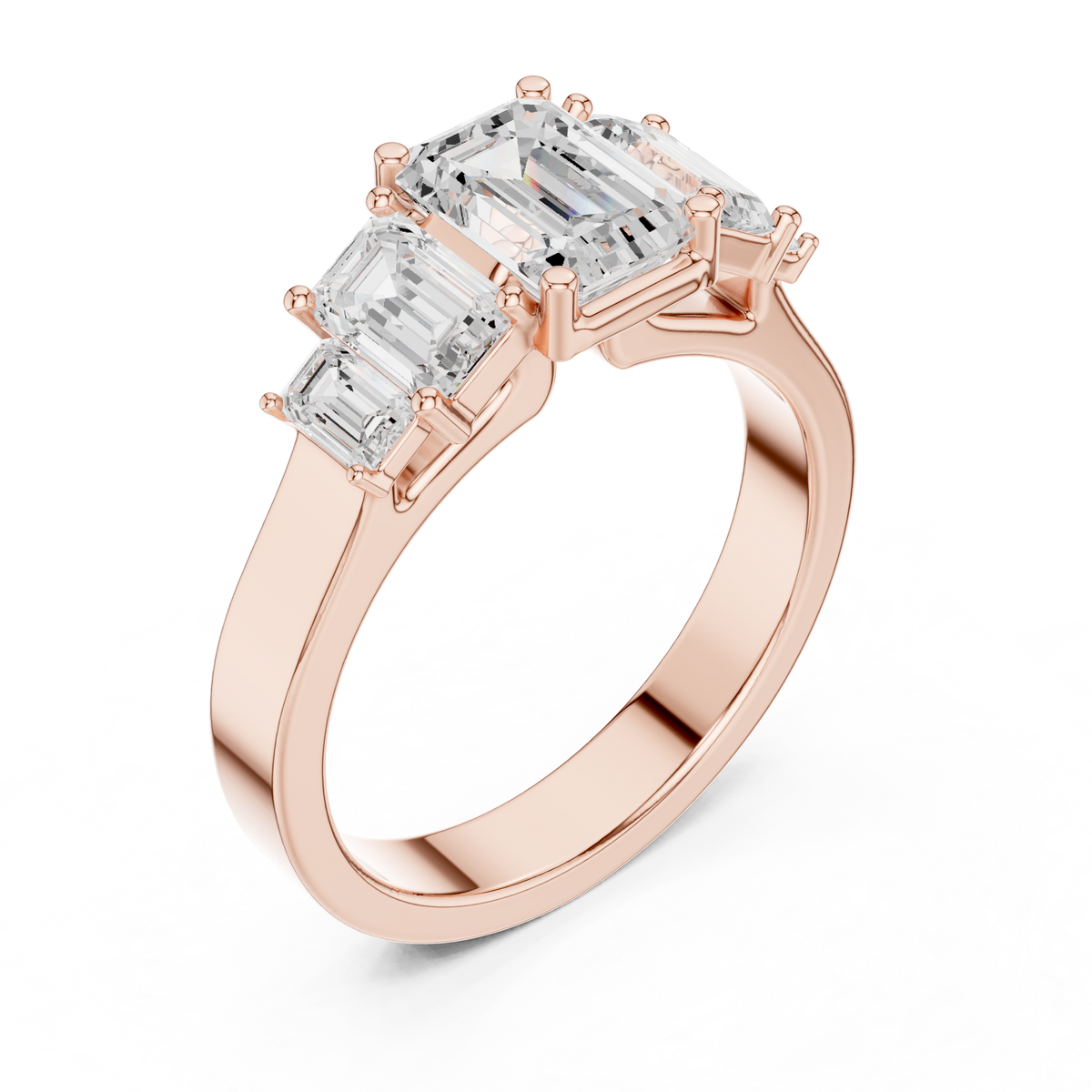 five stone emerald cut lab diamond anniversary ring - view 3