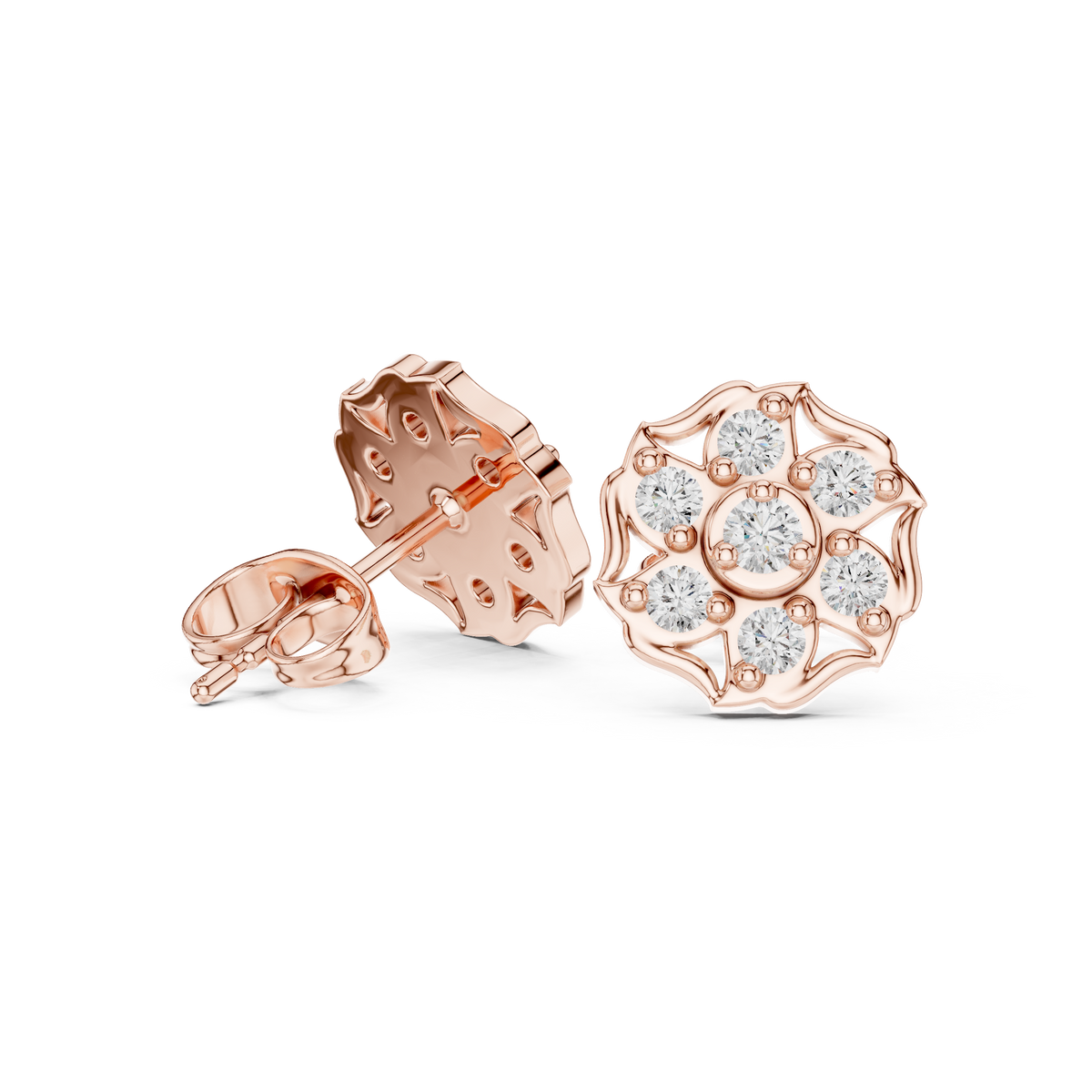 Infinity Twist Round Brilliant Cut Lab Diamond Stud Earrings Interlocking Loop - View 5