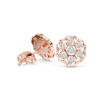Infinity Twist Round Brilliant Cut Lab Diamond Stud Earrings Interlocking Loop - View 5