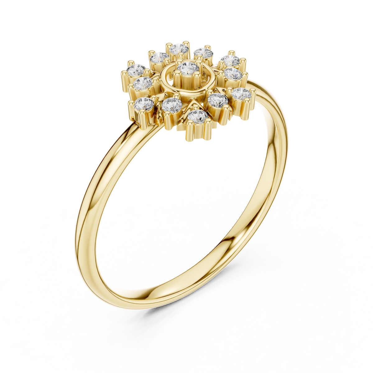 round lab diamond nature inspired cluster ring - view 2