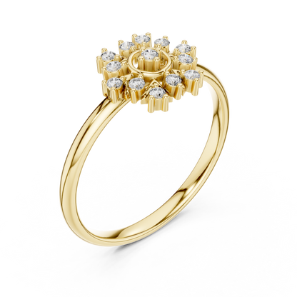 Round Lab Diamond Nature Inspired Cluster Ring - View 2