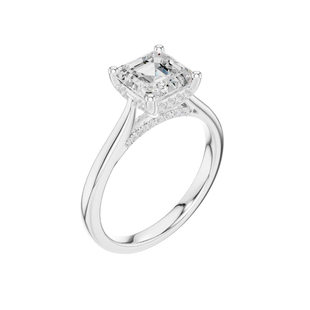Asscher Cut Lab Diamond Solitaire Engagement Ring - View 6
