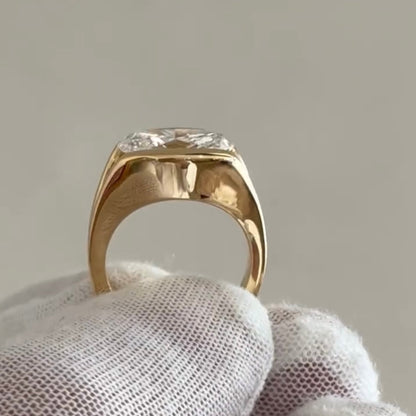 Oval Cut Bezel Set Moissanite Diamond Solitaire Ring - View 6